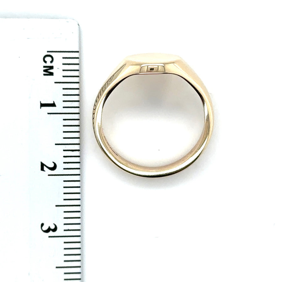 9ct Yellow Gold Round Signet Ring - Size L