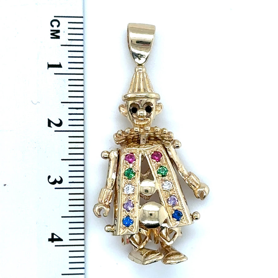 9ct Yellow Gold Cubic Zirconia Clown pendant