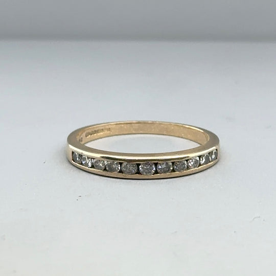 9ct Yellow Gold Diamond Half Eternity Ring (c. 0.25ct) - Size M 1/2