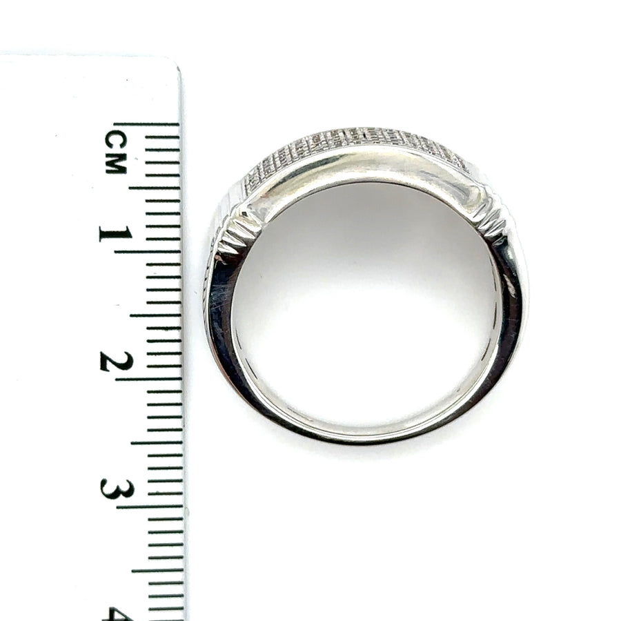 9ct White Gold Chunky Diamond Set Ring (c. 0.33ct) - Size V