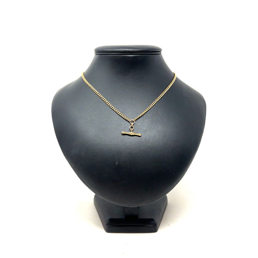 9ct Yellow Gold Curb Chain with T-Bar (18")