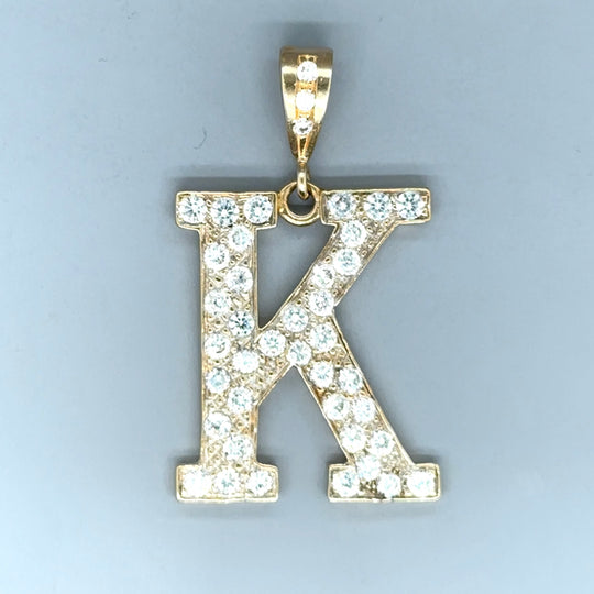 9ct Yellow Gold Cubic Zirconia Initial K Pendant