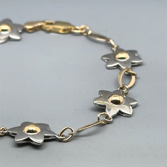9ct Bi-Colour Flower Bracelet
