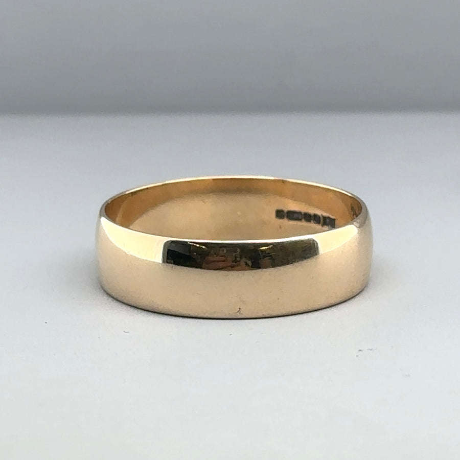 9ct Yellow Gold Band Ring - Size S 1/2