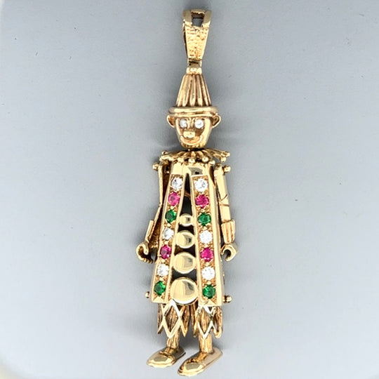 9ct Yellow Gold Cubic Zirconia Set Large Clown Pendant