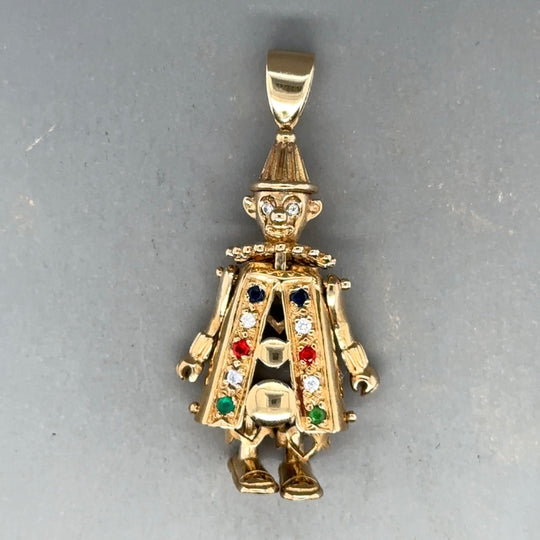 9ct Yellow Gold Cubic Zirconia Clown Pendant