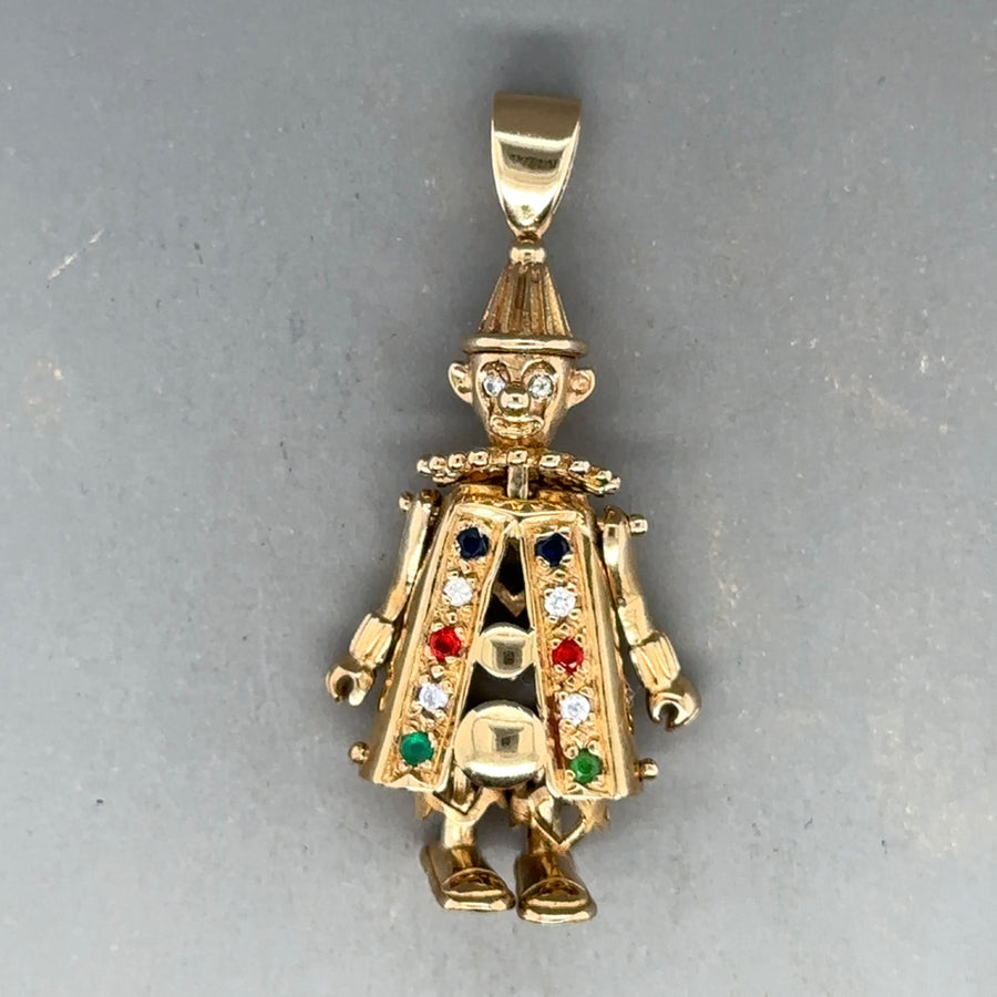 9ct Yellow Gold Cubic Zirconia Clown Pendant