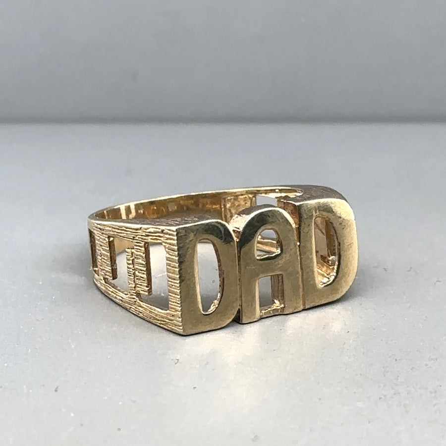9ct Yellow Gold Dad Ring - Size S 1/2