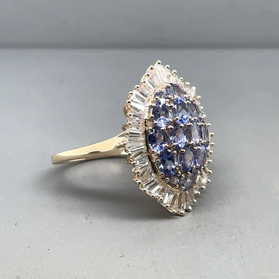 9ct Yellow Gold Cubic Zirconia Cluster Dress Ring - Size P