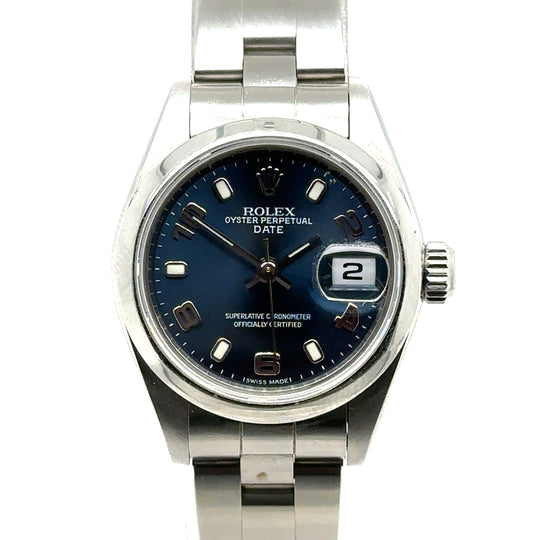 Pre-Owned Stainless Steel Blue Dial Datejust Rolex (Ladies)