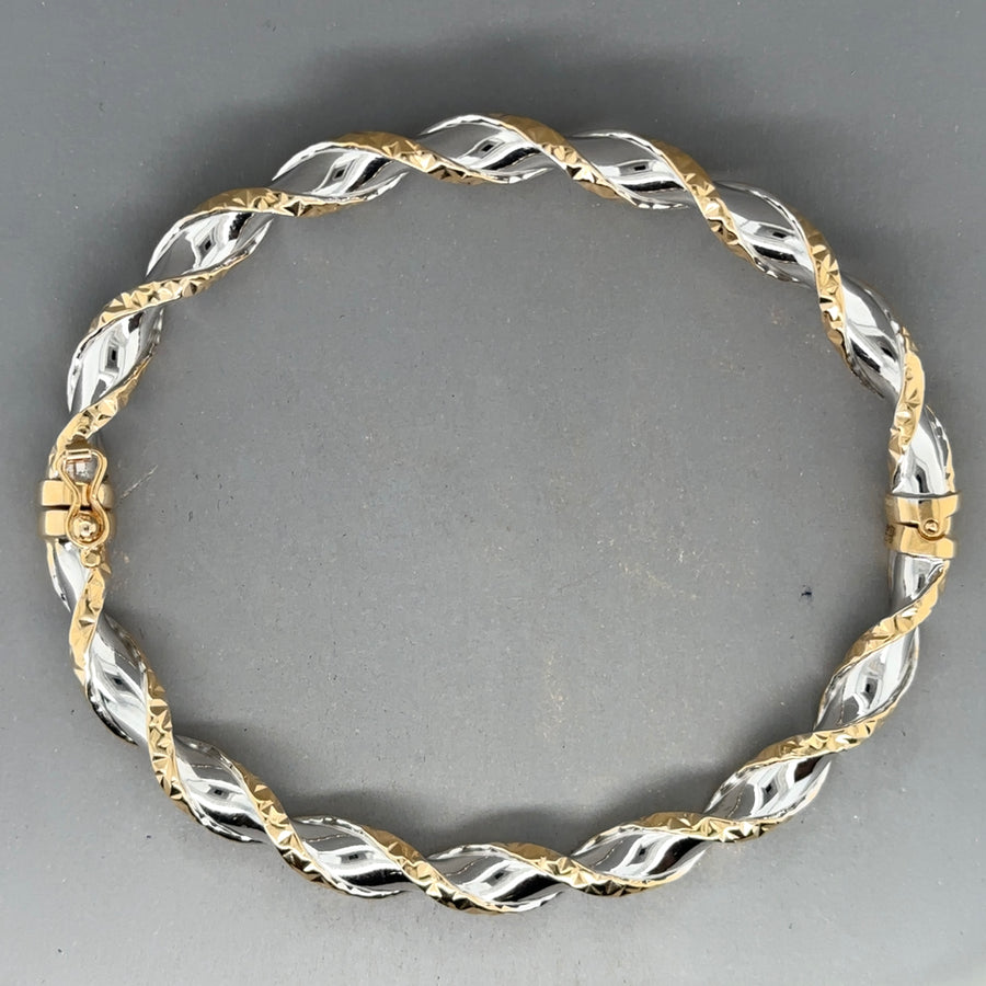 9ct Bi-Colour Twist Bangle NEW!