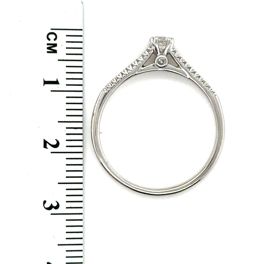 9ct White Gold Diamond Ring (c. 0.25ct) - Size S