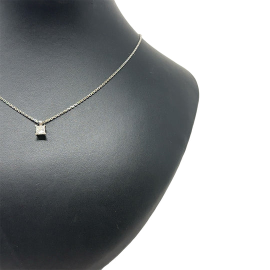 18ct White Gold Single Stone Diamond Pendant and Chain (c. 0.45 - 0.50ct) (18")