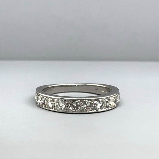 18ct White Gold Ten Stone Diamond Ring (c. 0.85 - 0.90ct) - Size P