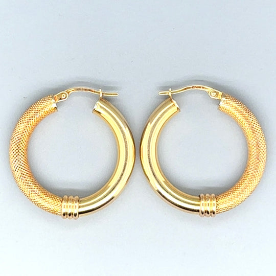 9ct Yellow Gold Fancy Hoop Earrings