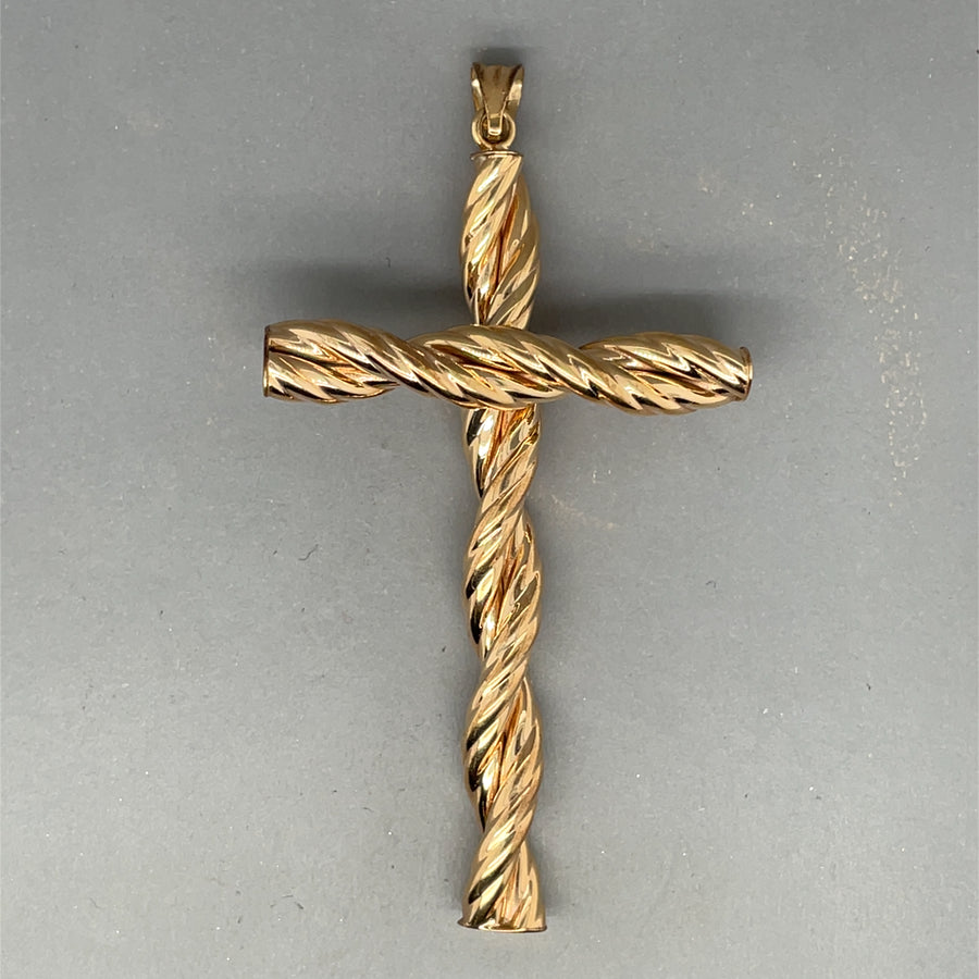 9ct Yellow Gold Fancy Twist Cross Pendant