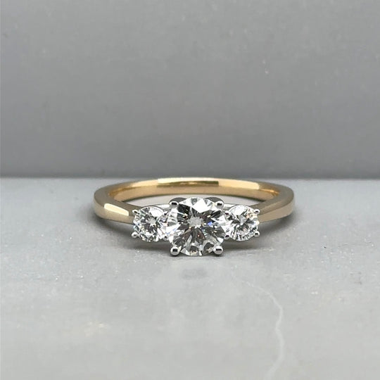 9ct Yellow Gold Lab Grown Diamond Trilogy Ring (c. 1.00ct) - Size O - NEW!
