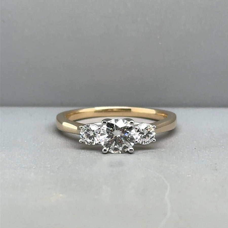 9ct Yellow Gold Lab Grown Diamond Trilogy Ring (c. 1.00ct) - Size O - NEW!