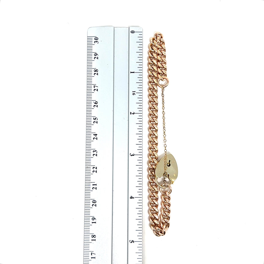 9ct Rose Gold Curb Padlock Bracelet