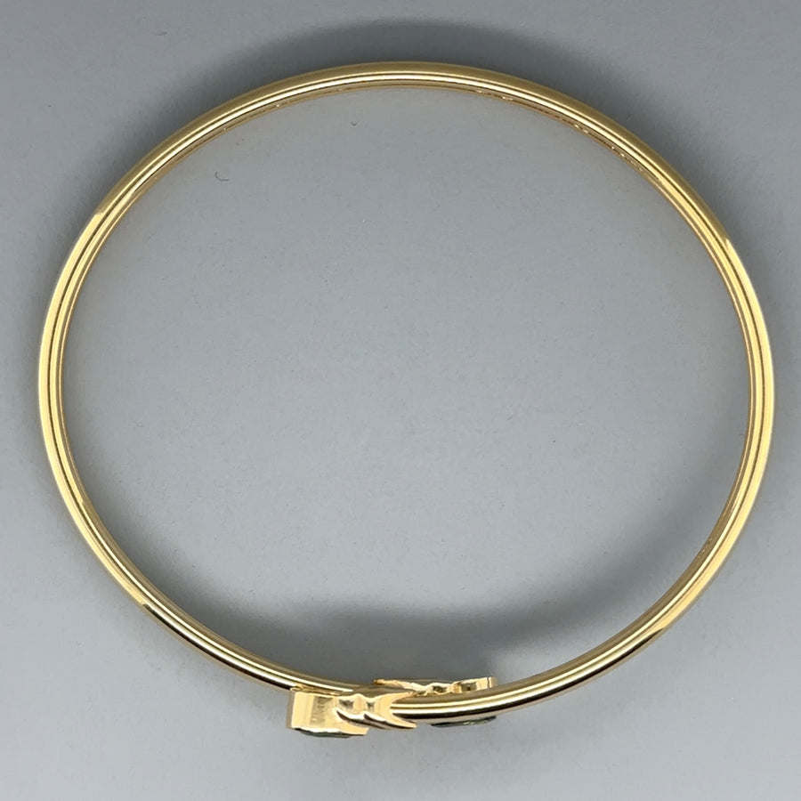 9ct Yellow Gold Topaz Torque Style Bangle
