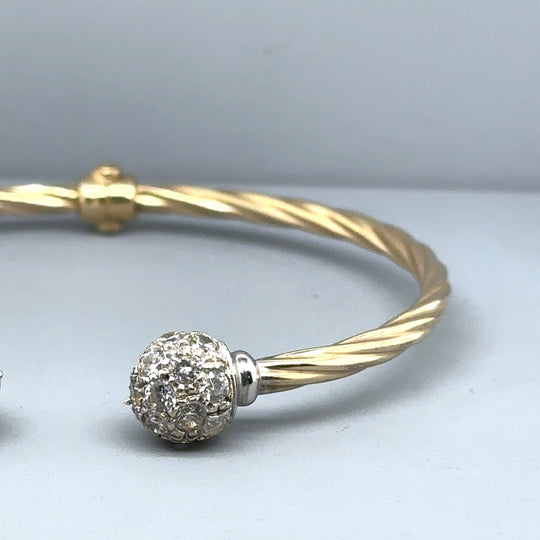 9ct Yellow Gold Cubic Zirconia Torque Bangle