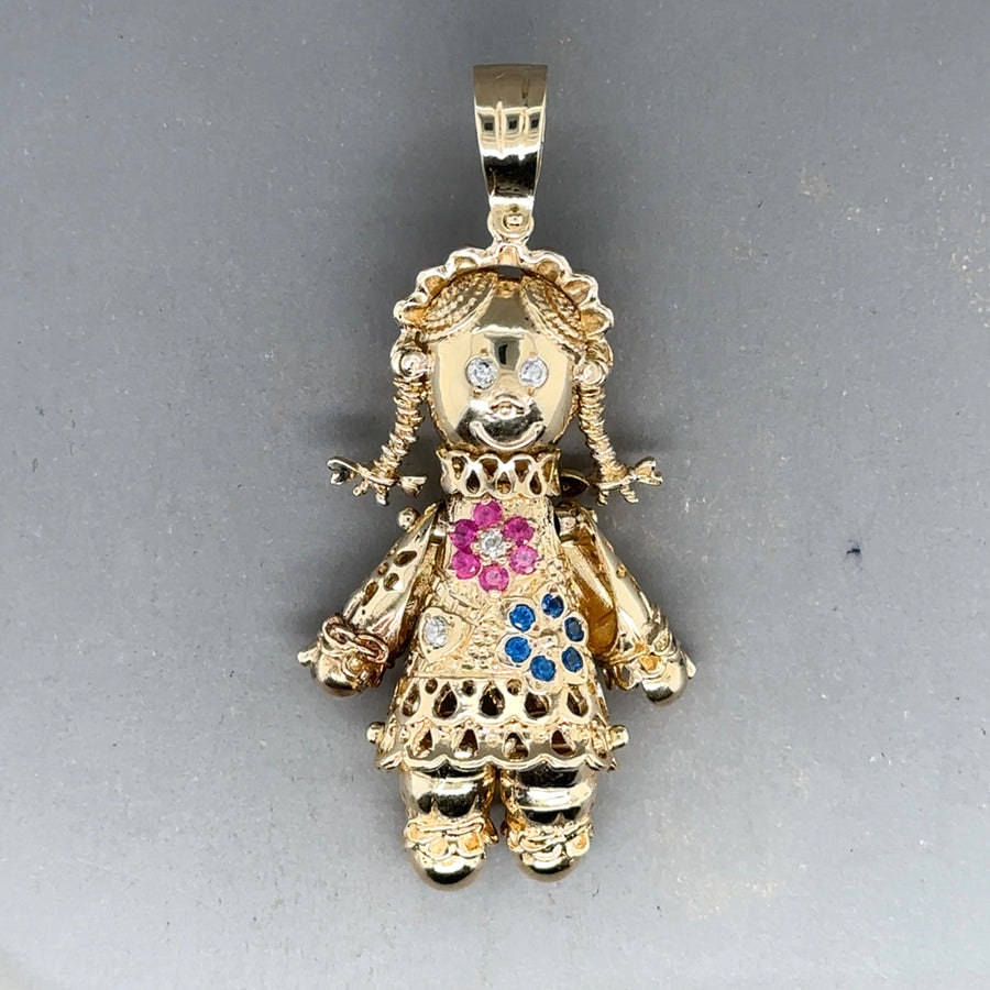 9ct Yellow Gold Cubic Zirconia Dolly Pendant