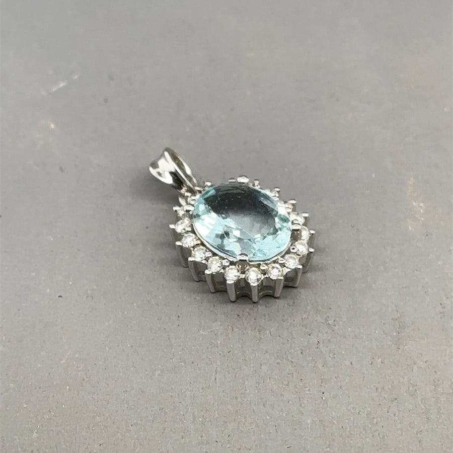 18ct White Gold Pale Tourmaline and Diamond Pendant (c. 0.25ct)