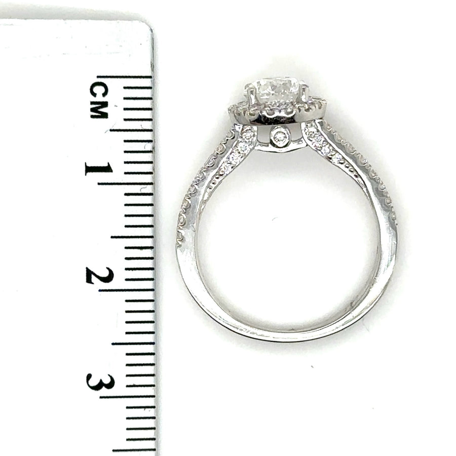 9ct White Gold Lab Grown Diamond Halo Ring (c. 1.50ct) - Size M - NEW!