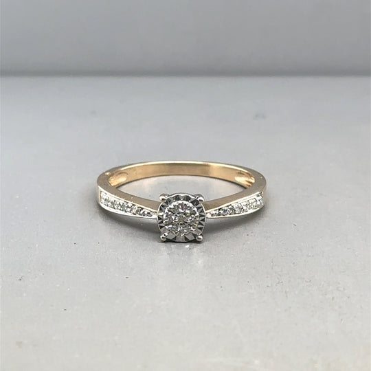 9ct Yellow Gold Diamond Set Ring (c. 0.45ct) - Size P 1/2