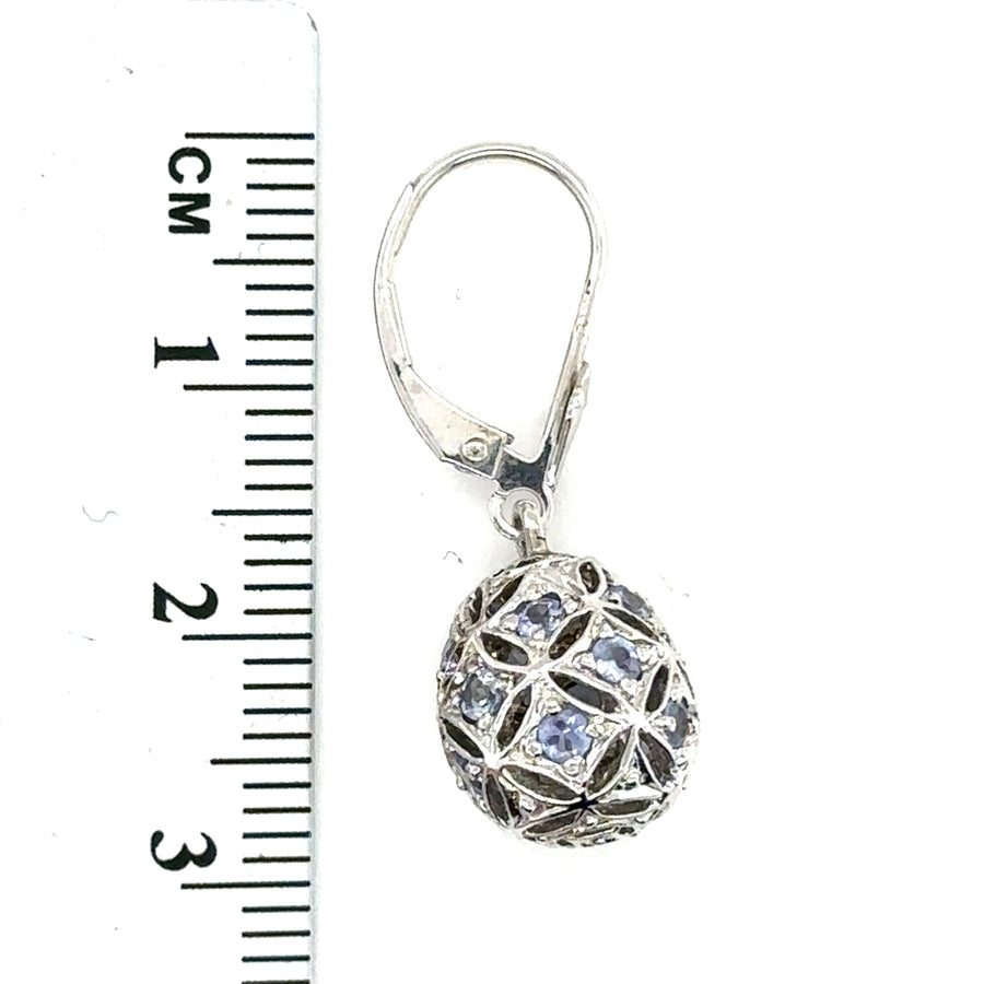 9ct White Gold Tourmaline Ball Drop Earrings