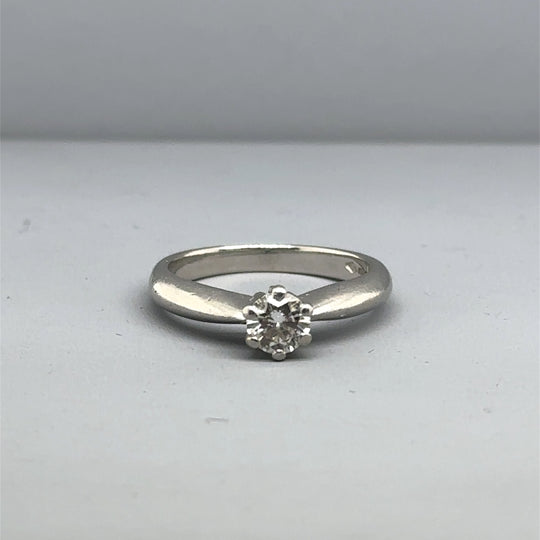Platinum Single Stone Diamond Ring (c. 0.25ct) - Size I 1/2