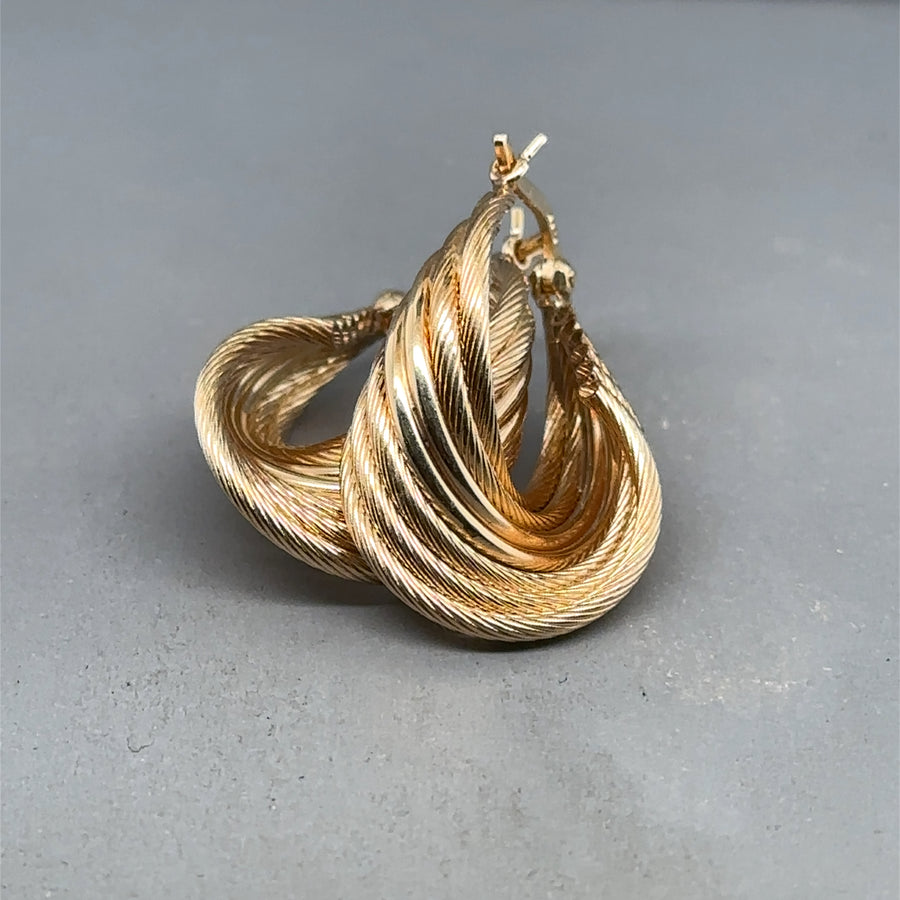 9ct Yellow Gold Fancy Twist Hoop Earrings