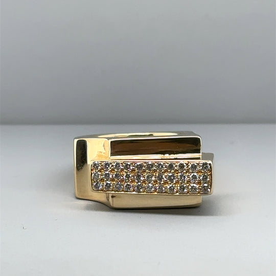 18ct Yellow Gold Diamond Set Chunky Ring (c. 0.66ct) - Size O