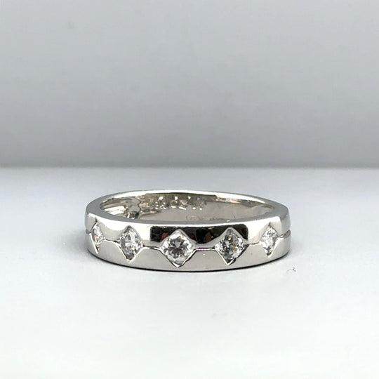 9ct White Gold Cubic Zirconia Ring - Size S