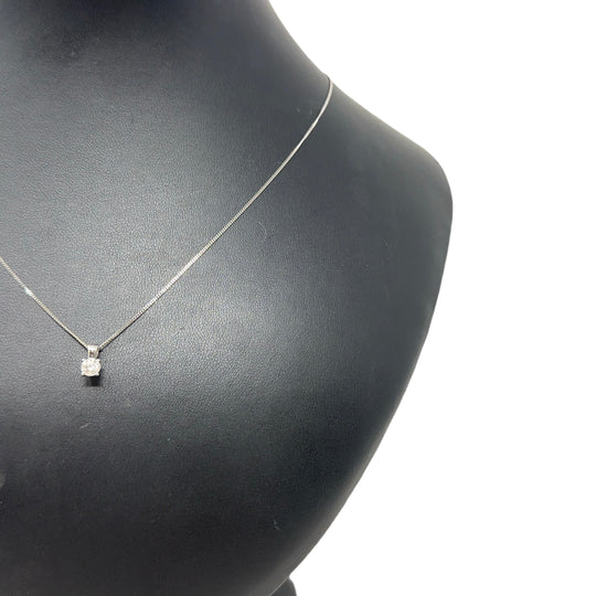 18ct White Gold Single Stone Diamond Pendant and Chain (c. 0.30ct) (18")