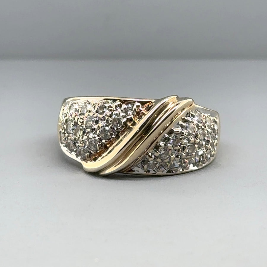 9ct Yellow Gold Cubic Zirconia Ring - Size Q 1/2