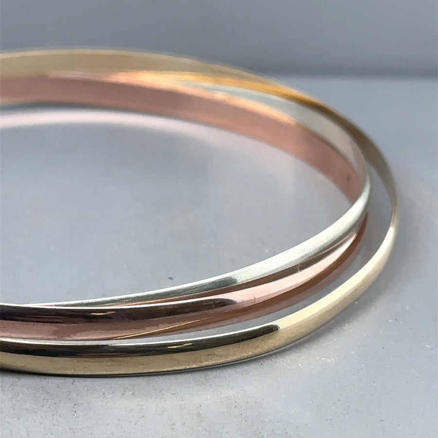 9ct Tri-Colour Triple Bangle
