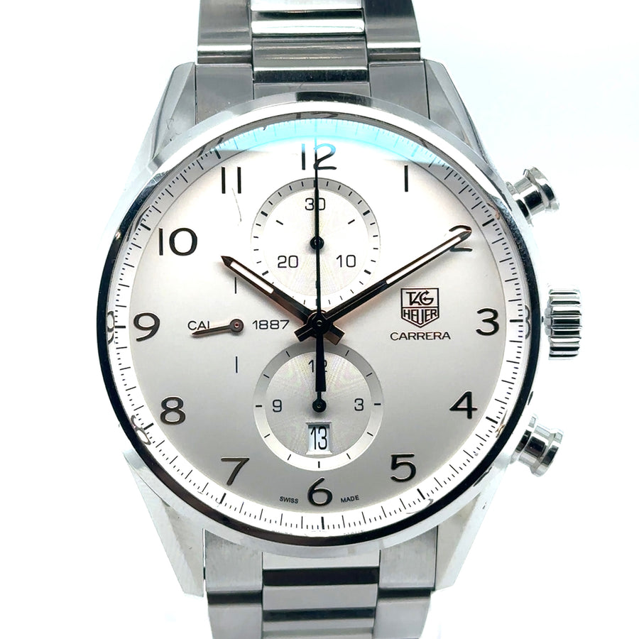 Pre-Owned Stainless Steel Cream and Rose Tag Heuer Carrera Watch (Gents)