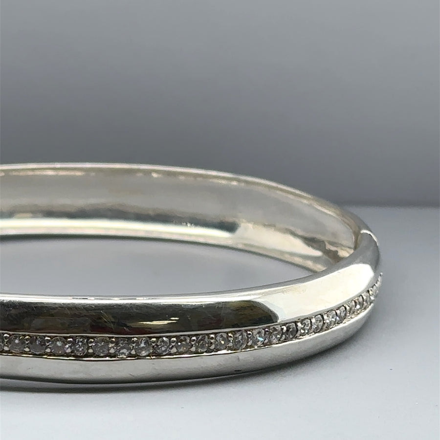 Sterling Silver Cubic Zirconia Set Bangle