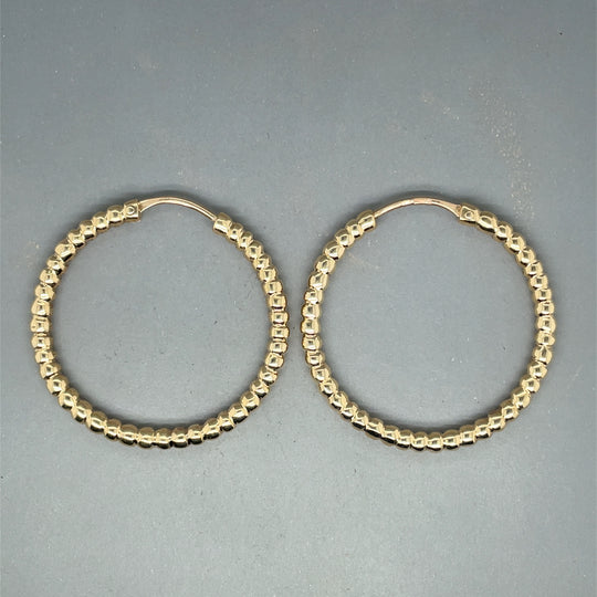 9ct Yellow Gold Ball Sleeper Style Hoop Earrings