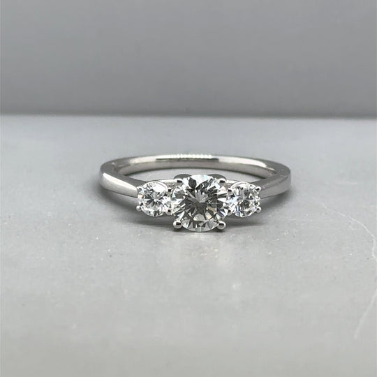 9ct White Gold Lab Grown Diamond Trilogy Ring (c. 1.00ct) - Size N - NEW!