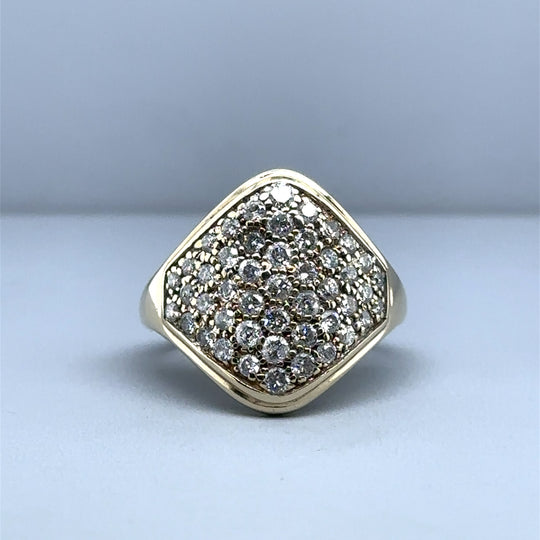 9ct Yellow Gold Diamond Set Fancy Ring (c. 1.15 - 1.20ct) -  Size L