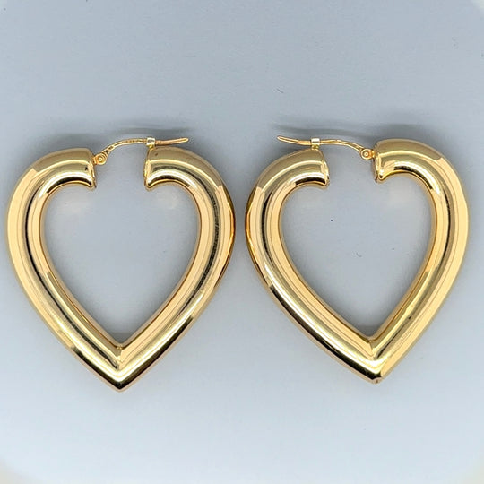 18ct Yellow Gold Heart Earrings