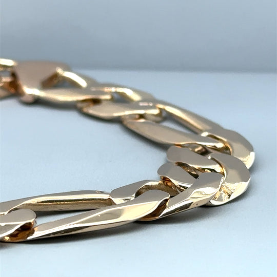 9ct Yellow Gold Heavy Figaro Bracelet