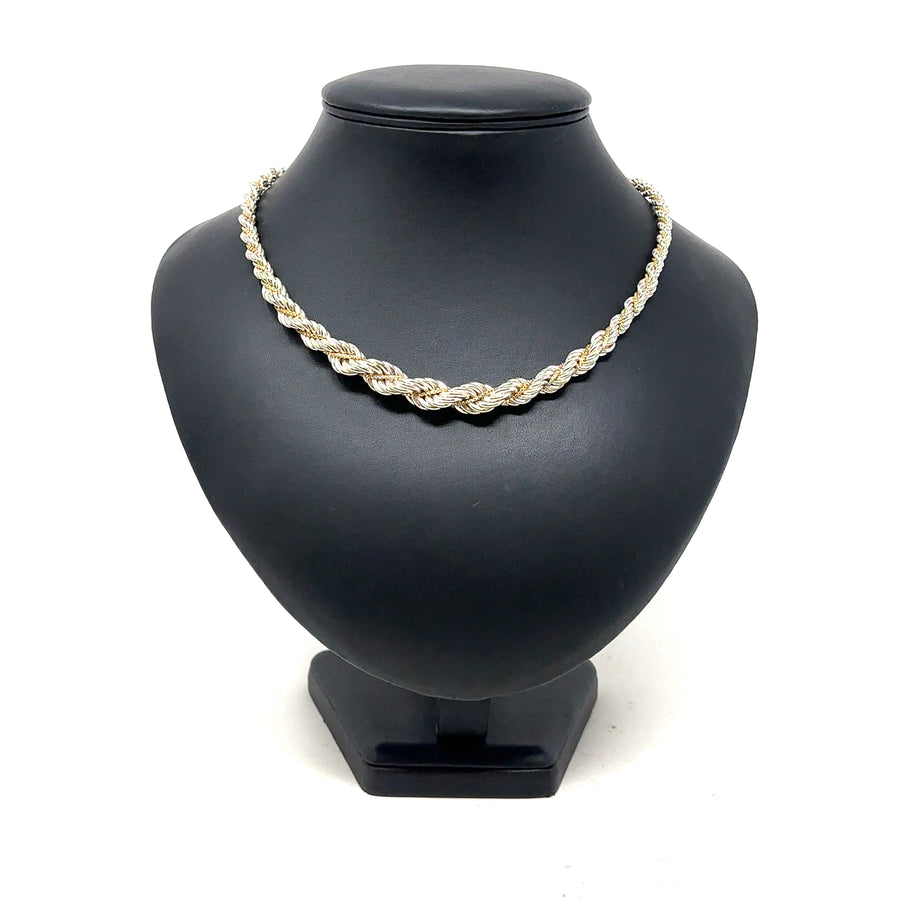 Sterling Silver Bi-Colour Twist Chain (18")