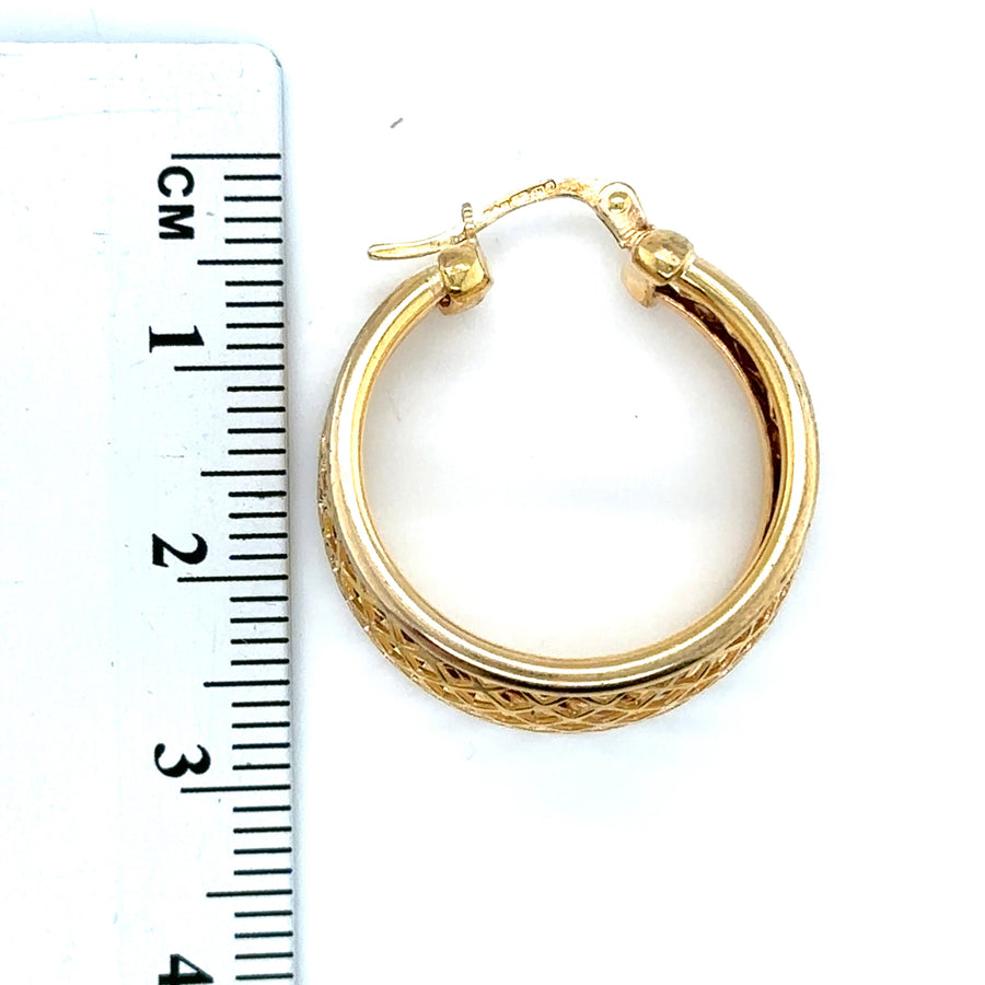 9ct Yellow Gold Basket Hoop Earrings