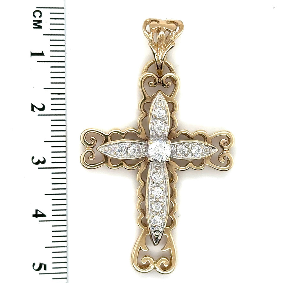 9ct Yellow Gold Cubic Zirconia Fancy Cross Pendant
