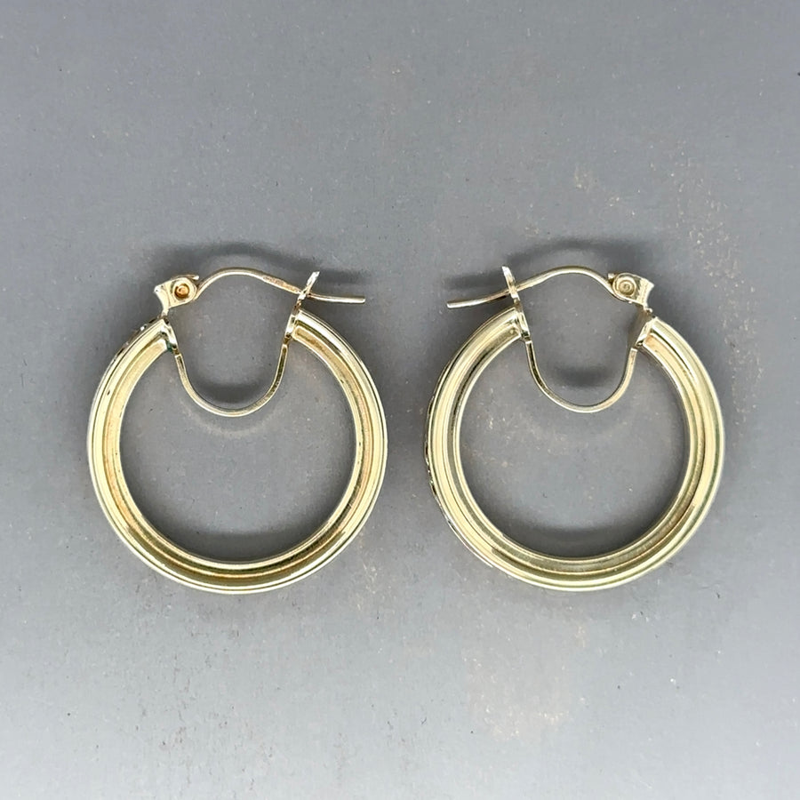 9ct Yellow Gold Cubic Zirconia Hoop Earrings