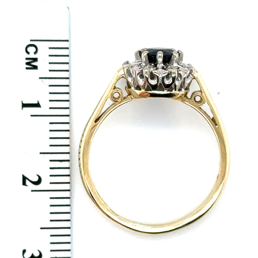 18ct Yellow Gold Sapphire and Diamond Ring - Size N