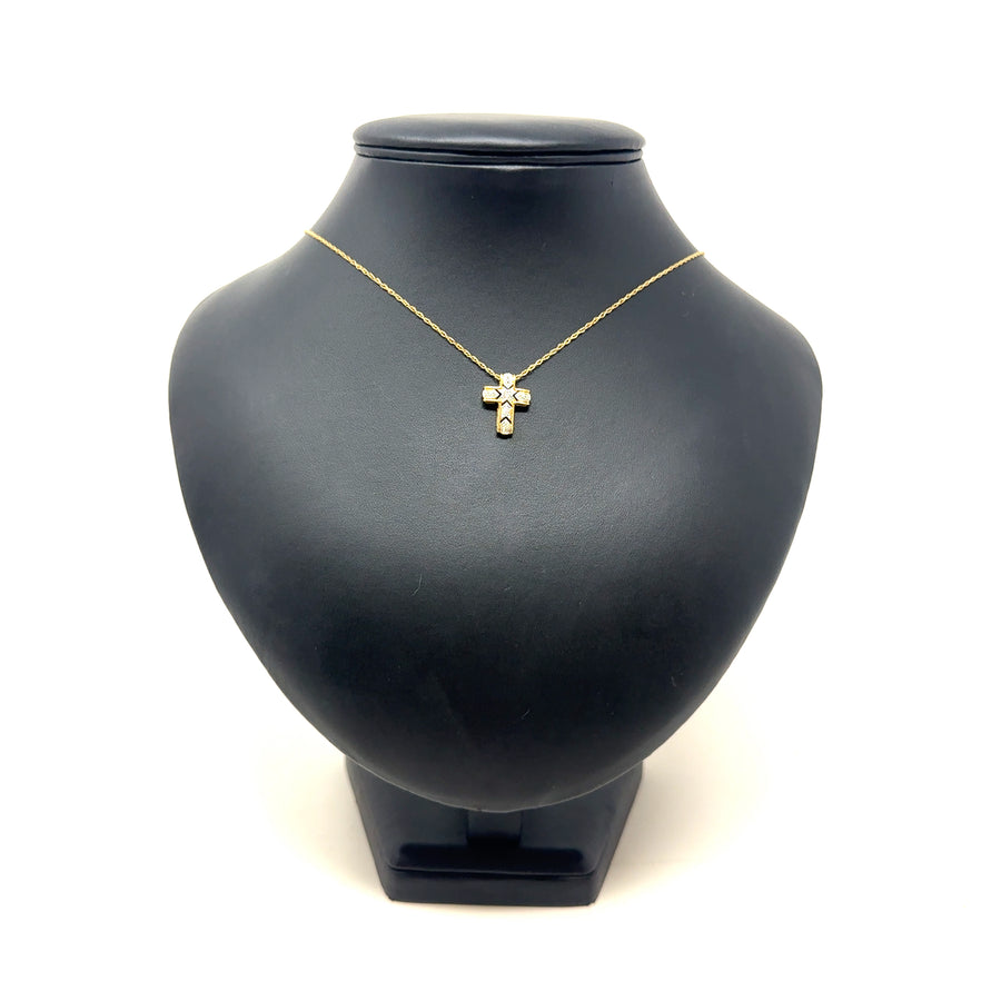 14ct Yellow Gold Diamond Cross Pendant and Fine Chain (20")